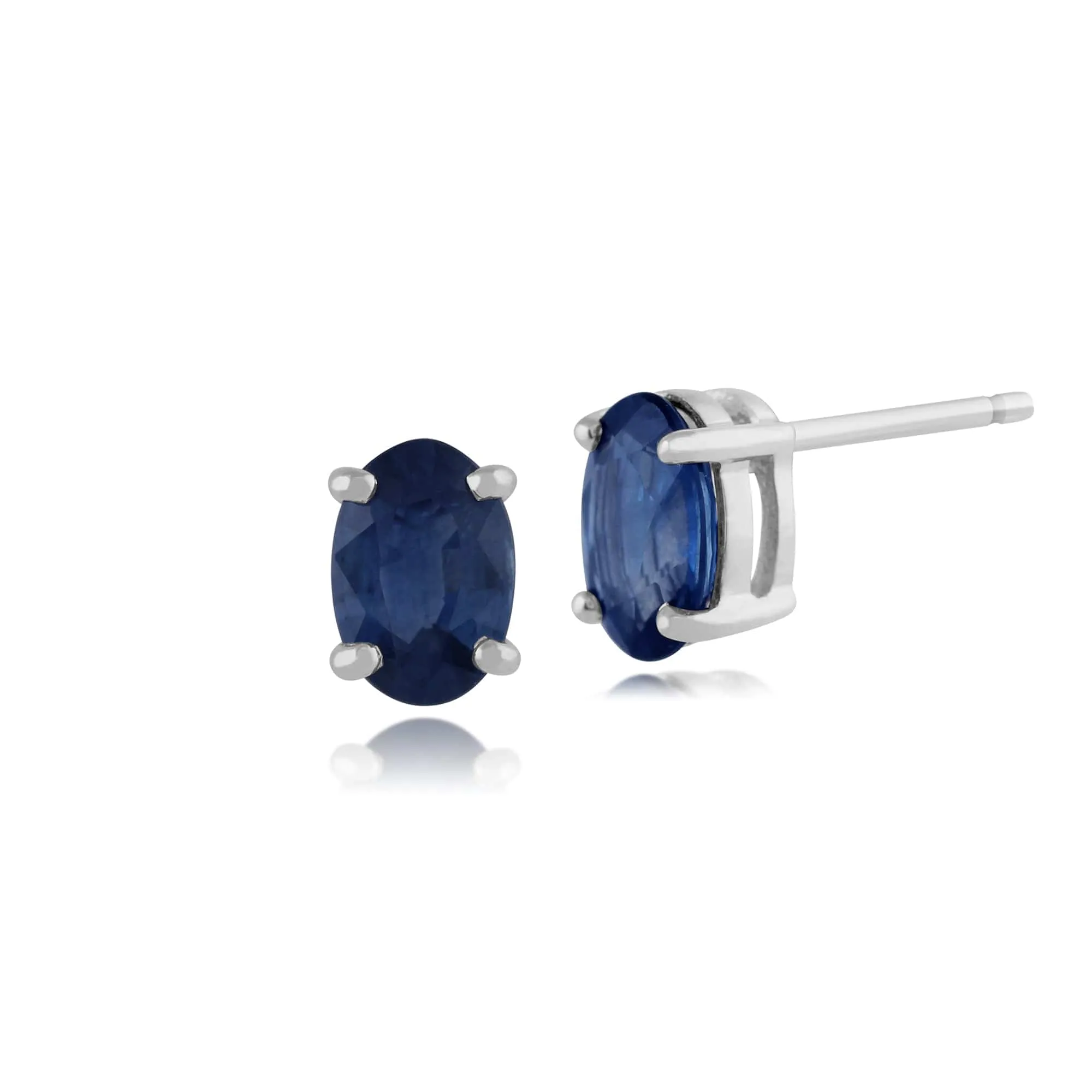Classic Oval Light Blue Sapphire Stud Earrings in 9ct White Gold 6x4mm sold by Gemondo Jewellery