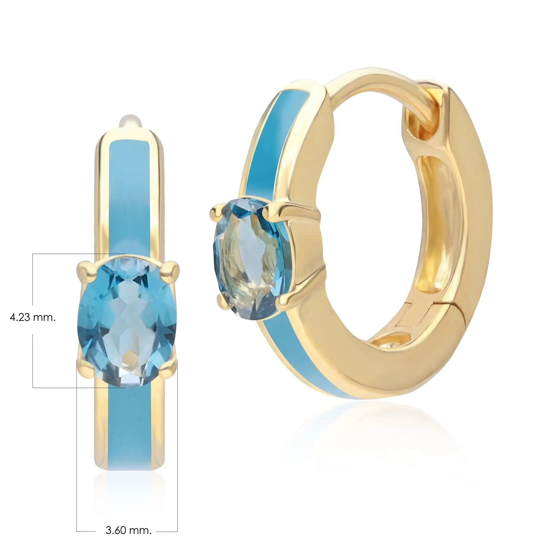 Siberian Waltz Blue Enamel & London Blue Topaz Hoop Earrings in Gold vermeil sold by Gemondo Jewellery product image thumbnail 4