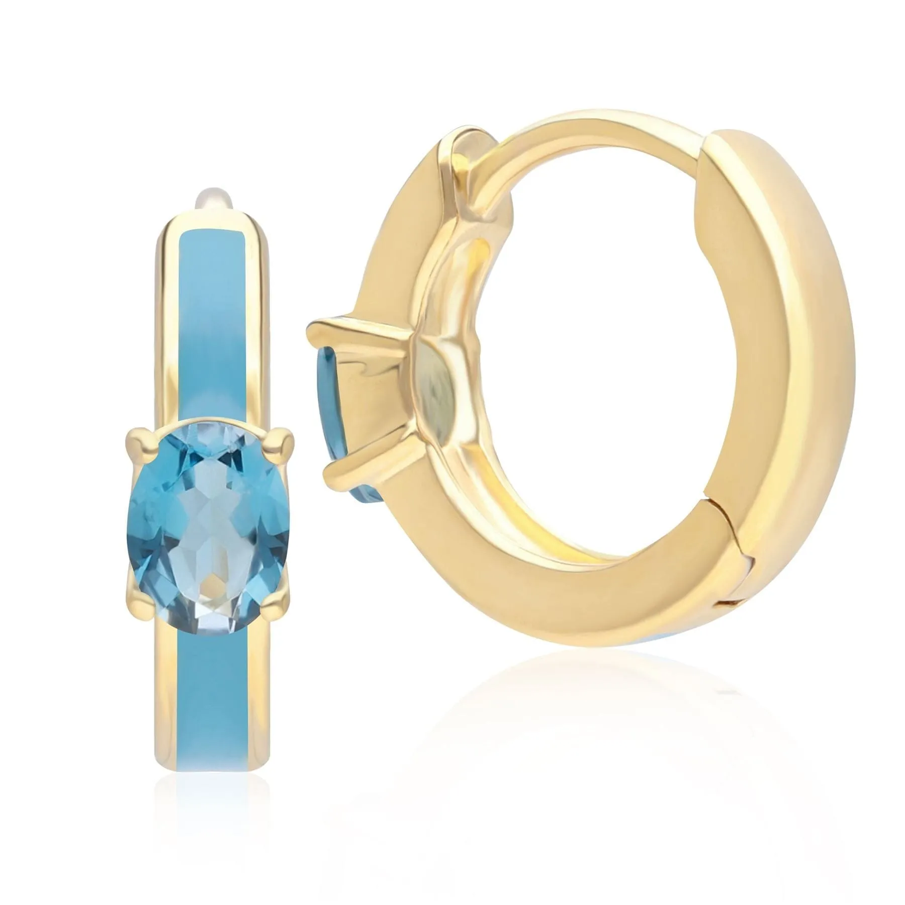 Siberian Waltz Blue Enamel & London Blue Topaz Hoop Earrings in Gold vermeil sold by Gemondo Jewellery product image thumbnail 3