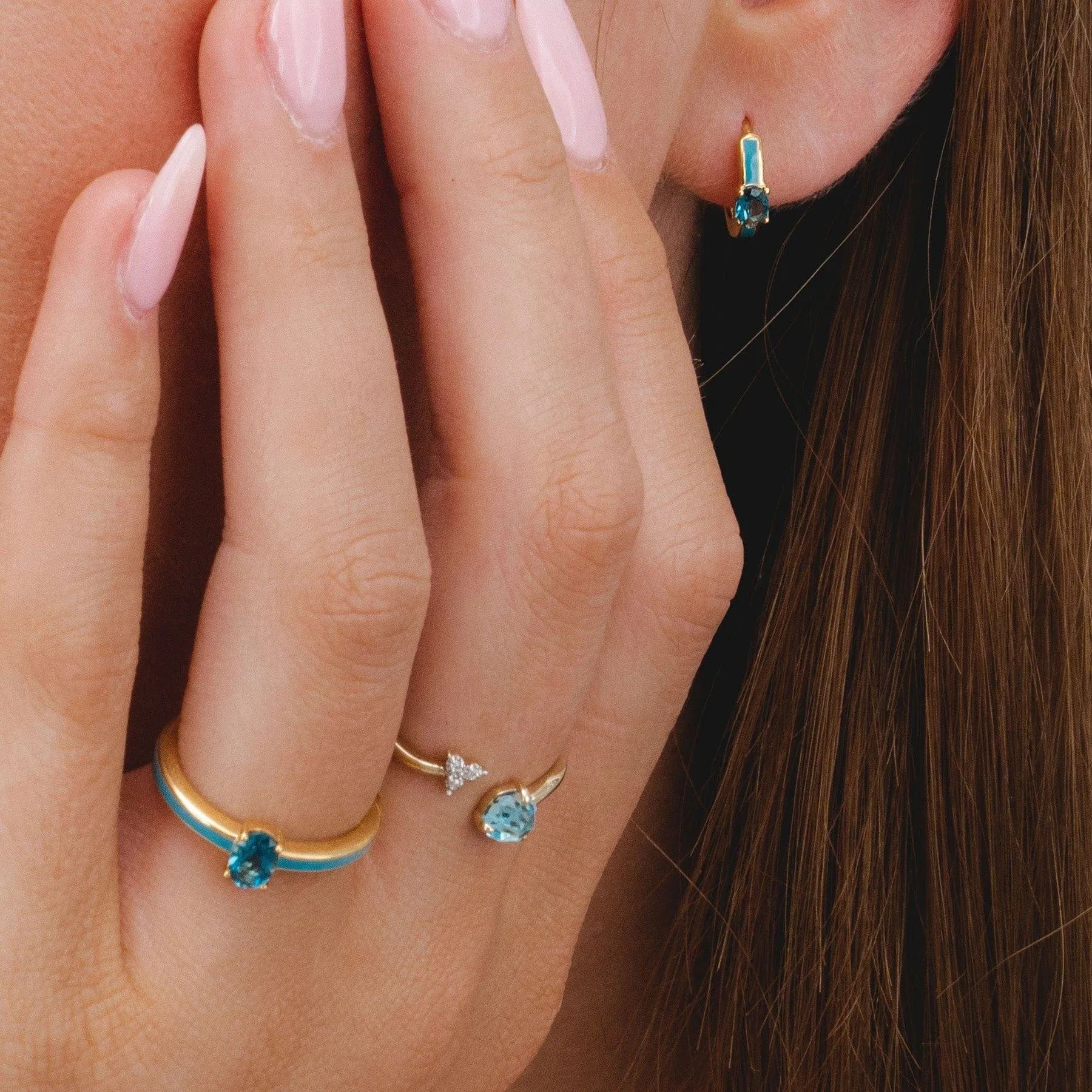 Siberian Waltz Blue Enamel & London Blue Topaz Hoop Earrings in Gold vermeil sold by Gemondo Jewellery product image thumbnail 2