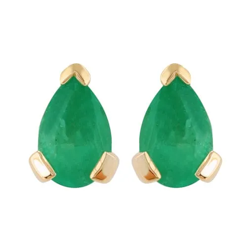 Classic Pear Emerald Single Stone Stud Earrings & Pendant Set in 9ct Yellow Gold sold by Gemondo Jewellery product image thumbnail 2
