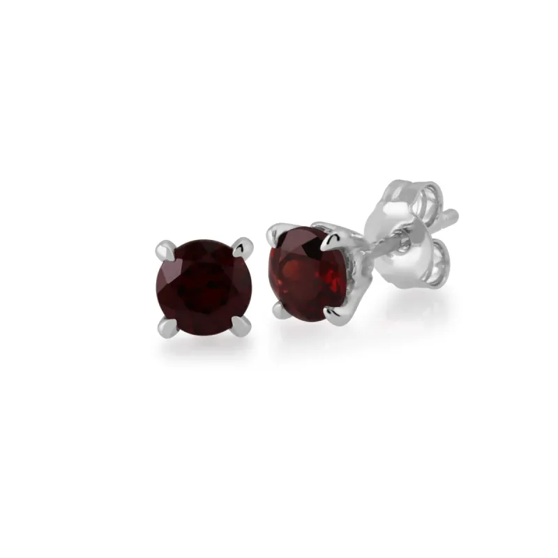 Gemondo Garnet Round Stud Earrings In 9ct White Gold 4.50mm Claw Set sold by Gemondo Jewellery