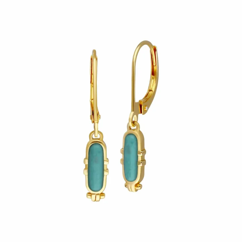 ECFEW™ Turquoise Talisman Hoop Earrings in Gold Plated Sterling Silver sold by Gemondo Jewellery