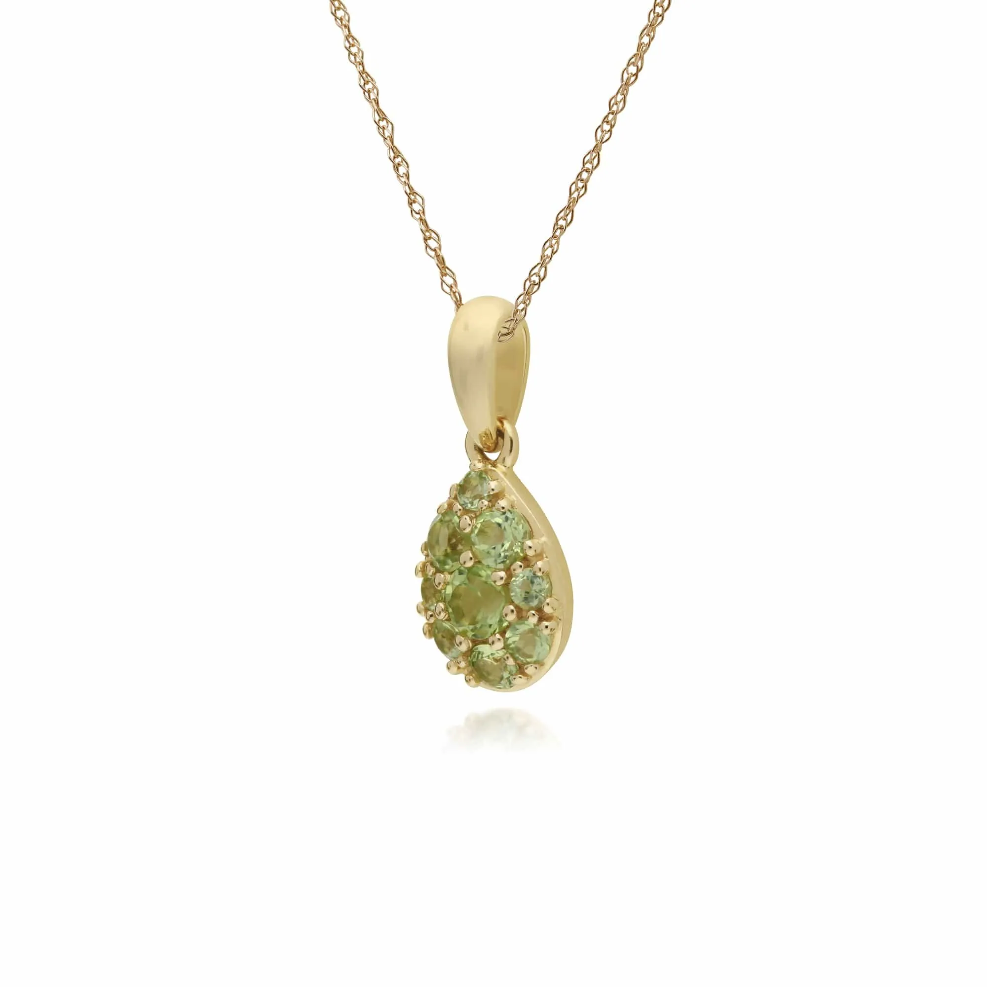 Cluster Round Peridot Pear Shaped Pendant & Chain in 9ct Yellow Gold sold by Gemondo Jewellery product image thumbnail 2