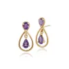 9ct Yellow Gold 0.57ct Pear Cut Amethyst Two Stone Drop Earrings sold by Gemondo Jewellery