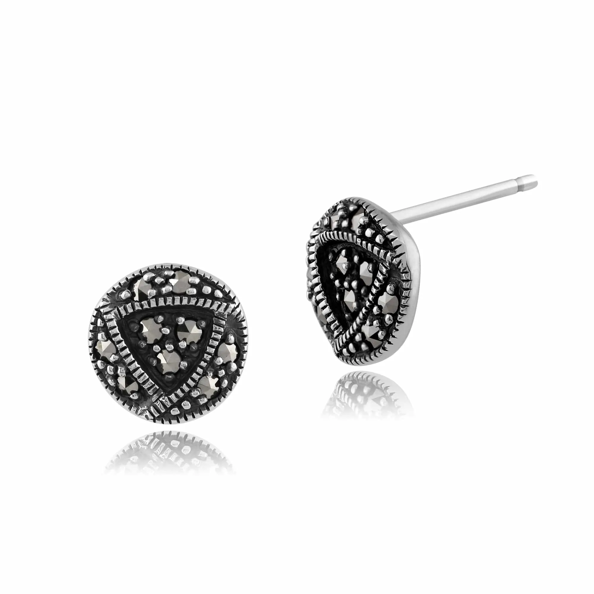 Rennie Mackintosh Round Marcasite Stud Earrings in 925 Sterling Silver sold by Gemondo Jewellery