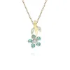 Floral Emerald & Diamond Pendant Necklace in 9ct Yellow Gold sold by Gemondo Jewellery