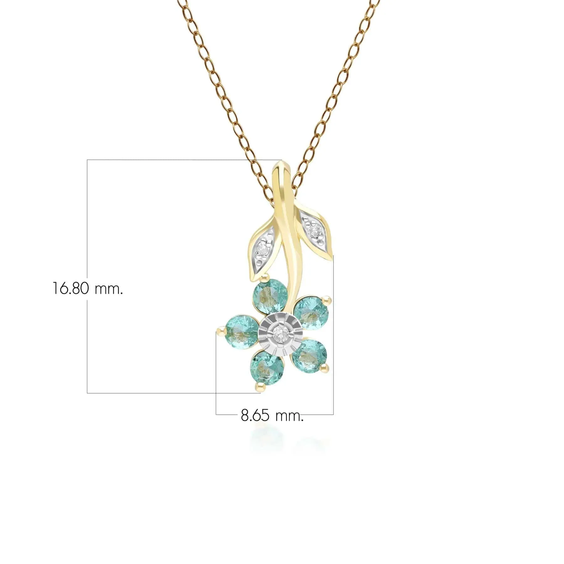 Floral Emerald & Diamond Pendant Necklace in 9ct Yellow Gold sold by Gemondo Jewellery product image thumbnail 3