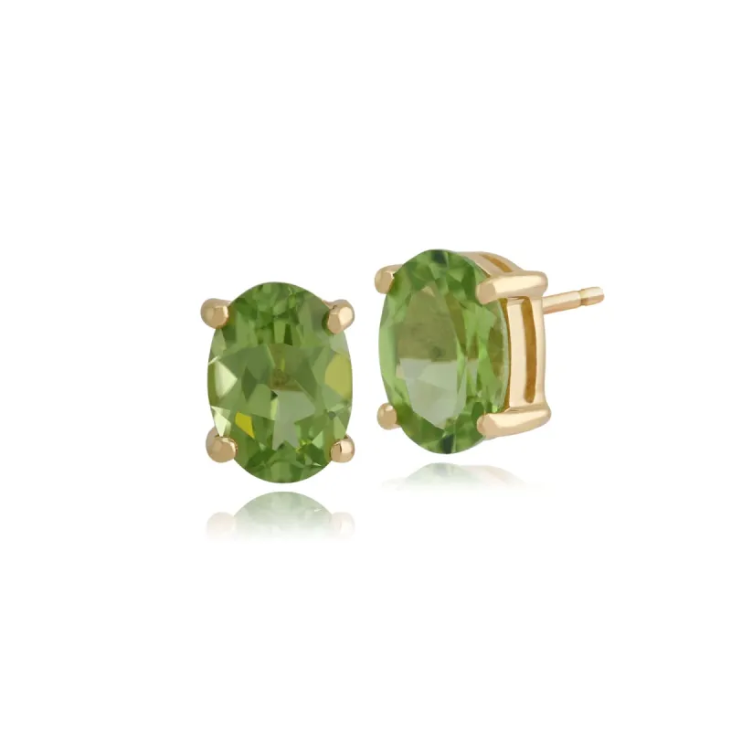 Classic Oval Peridot Stud Earrings in 9ct Yellow Gold sold by Gemondo Jewellery