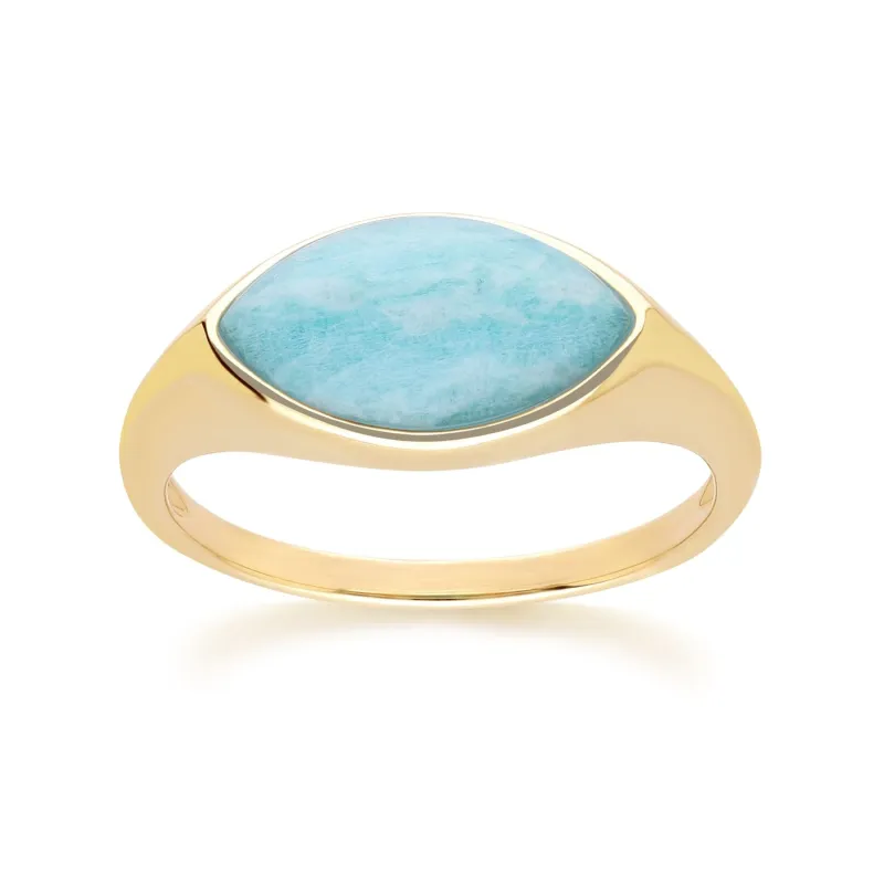 Classic Marquise Amazonite Ring in 9ct Yellow Gold sold by Gemondo Jewellery