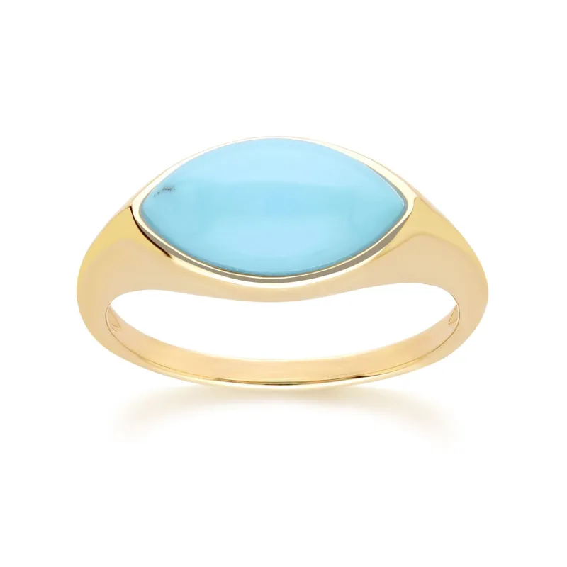 Classic Marquise Turquoise Ring in 9ct Yellow Gold sold by Gemondo Jewellery