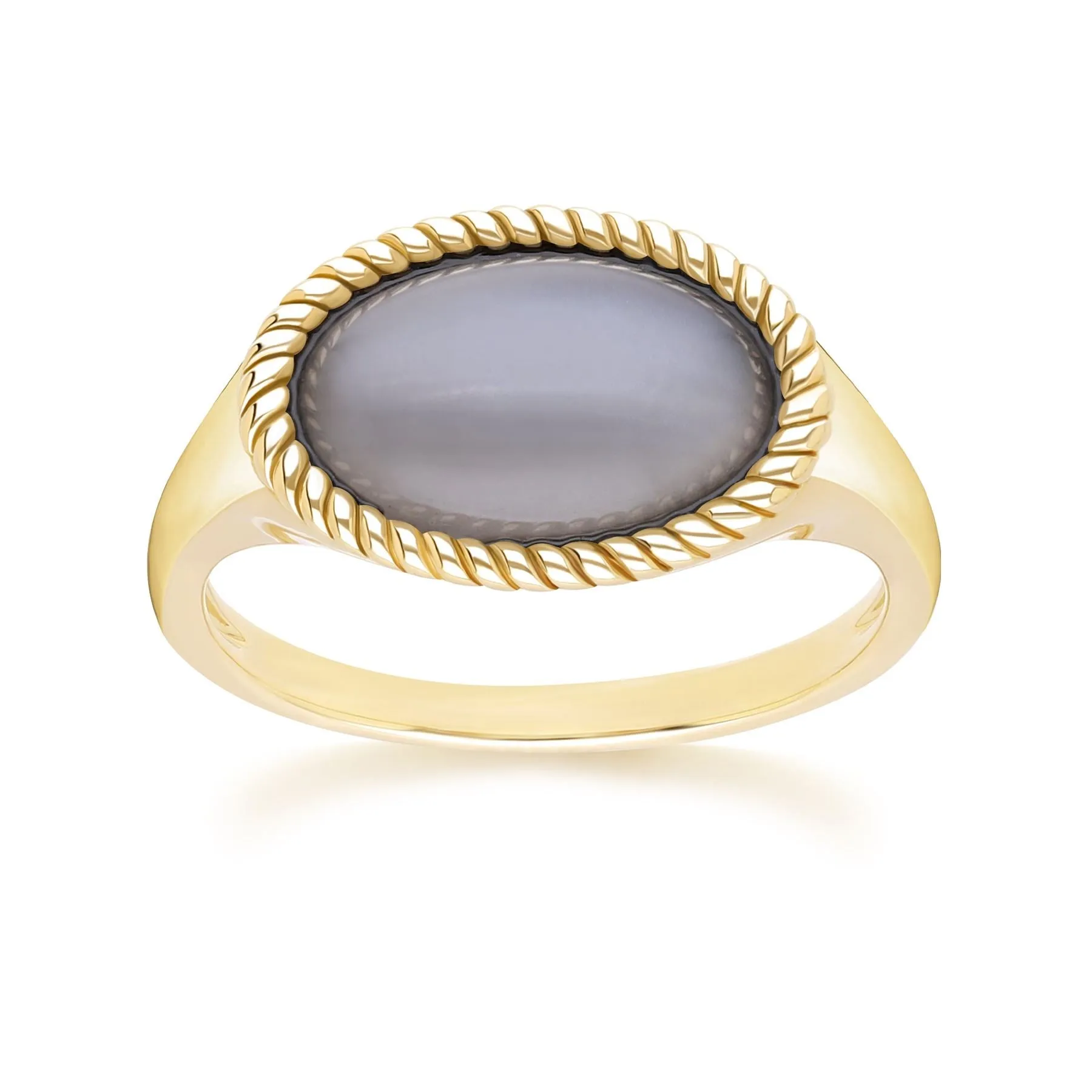 Classic Oval Black Moonstone Ring in 9ct Yellow Gold sold by Gemondo Jewellery