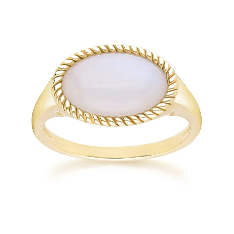 Classic Oval Rainbow Moonstone Ring in 9ct Yellow Gold sold by Gemondo Jewellery