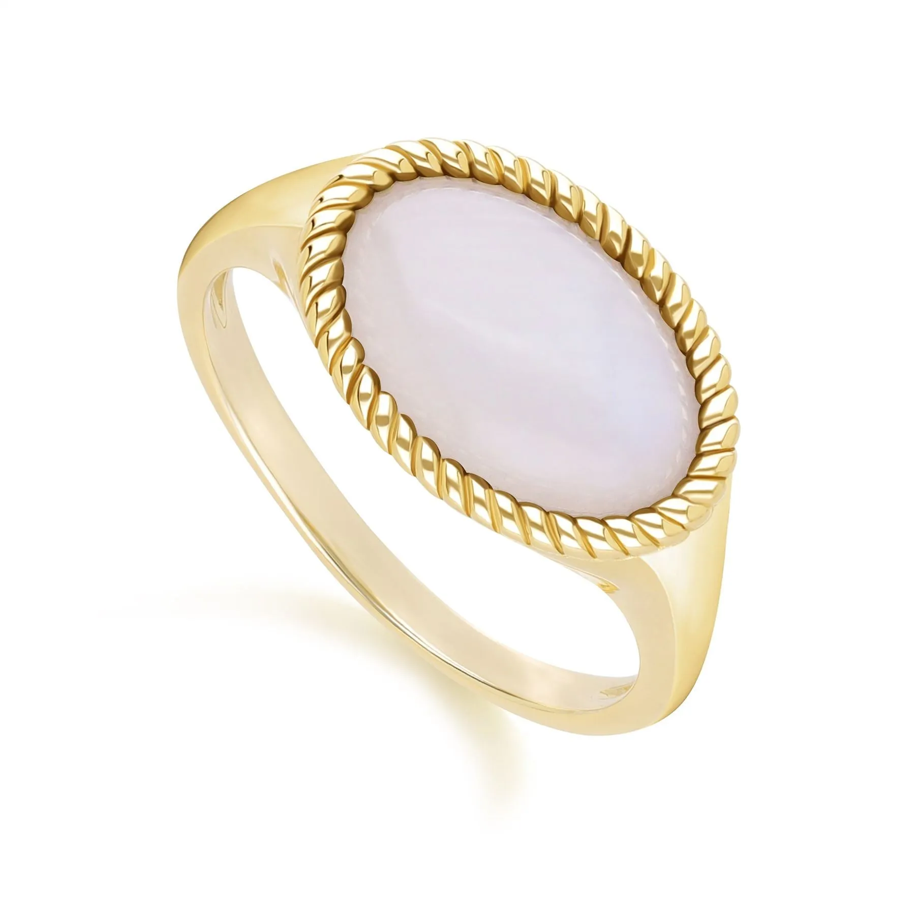 Classic Oval Rainbow Moonstone Ring in 9ct Yellow Gold sold by Gemondo Jewellery product image thumbnail 3
