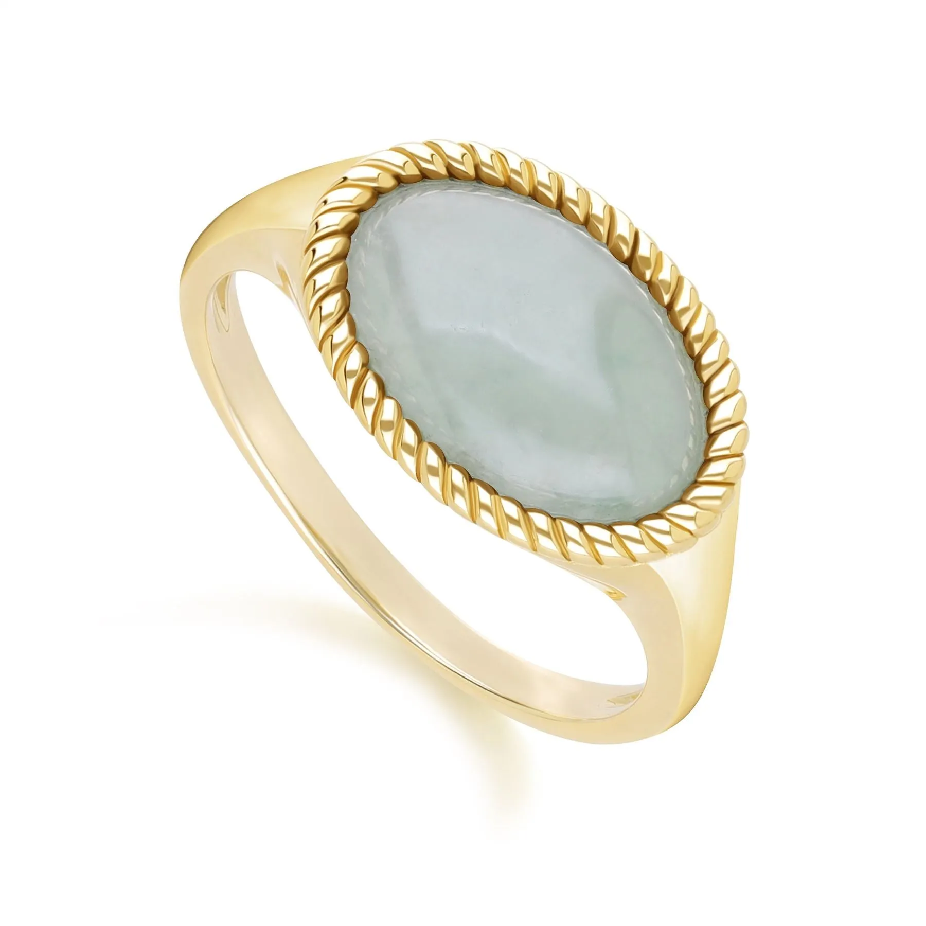 Classic Oval Green Jadeite Ring in 9ct Yellow Gold sold by Gemondo Jewellery product image thumbnail 3