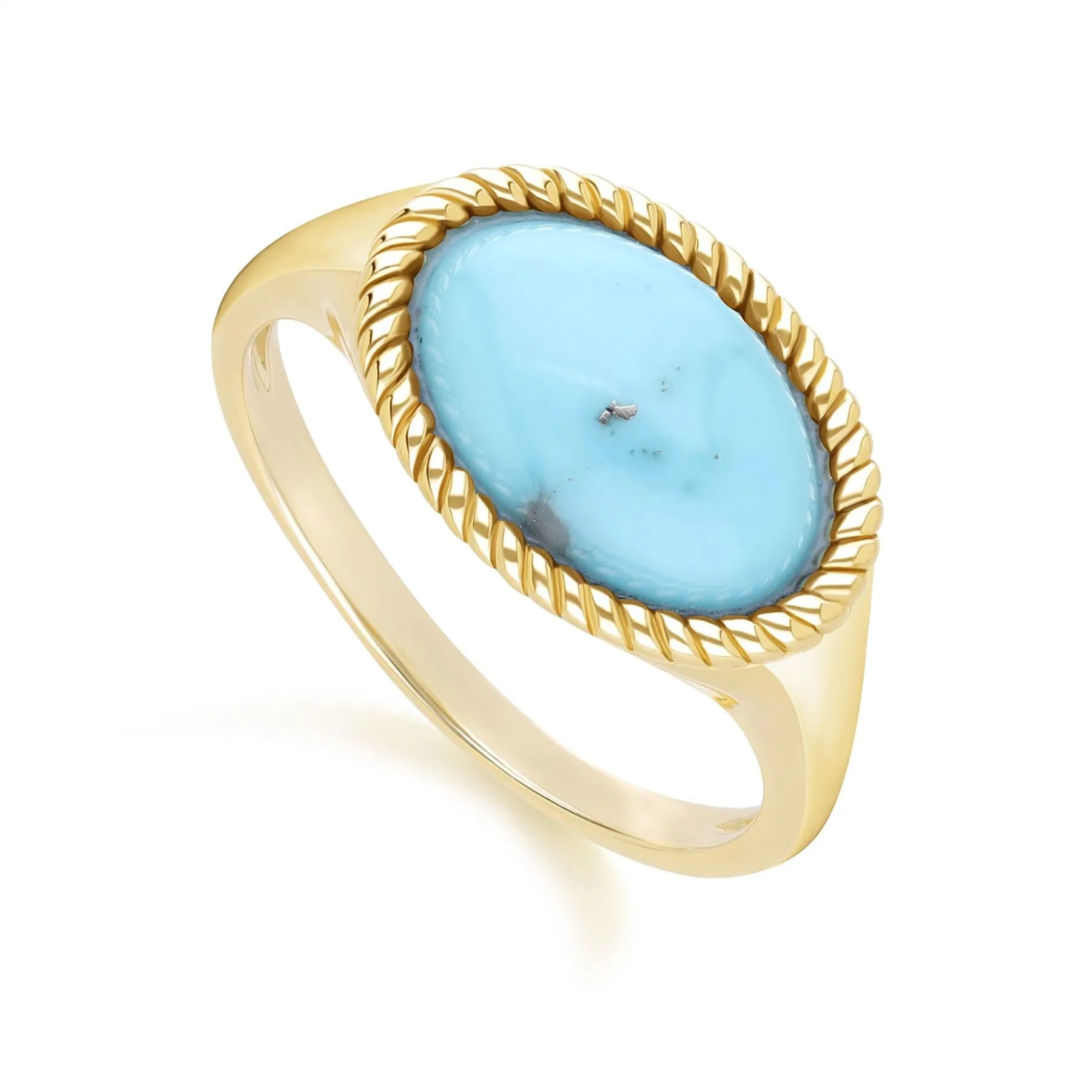 Classic Oval Turquoise Ring in 9ct Yellow Gold sold by Gemondo Jewellery product image thumbnail 3