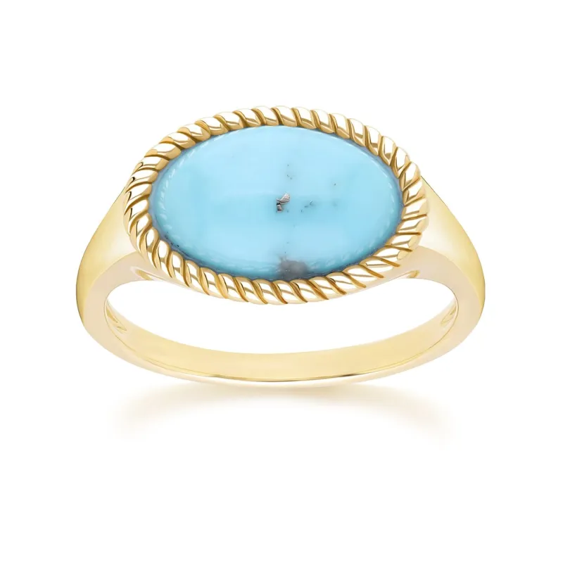 Classic Oval Turquoise Ring in 9ct Yellow Gold sold by Gemondo Jewellery