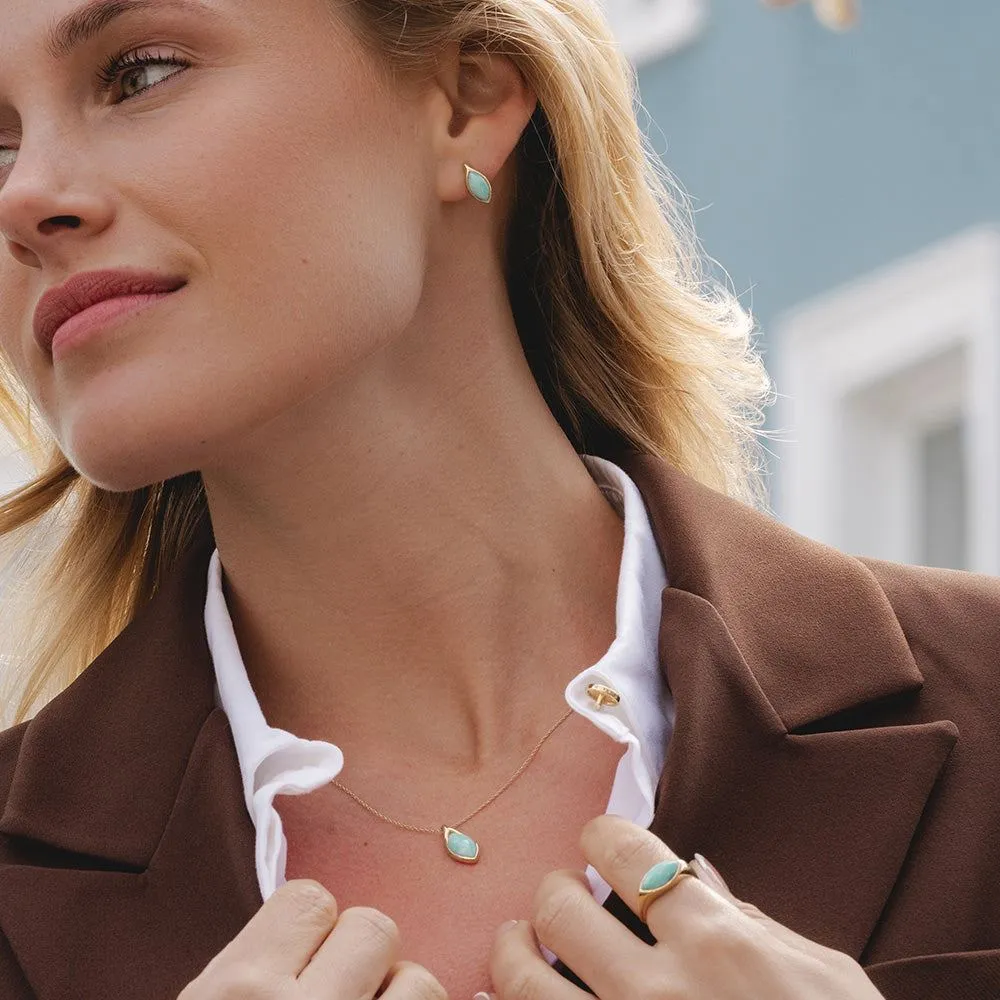 Classic Marquise Amazonite Pendant Necklace in 9ct Yellow Gold sold by Gemondo Jewellery product image thumbnail 2