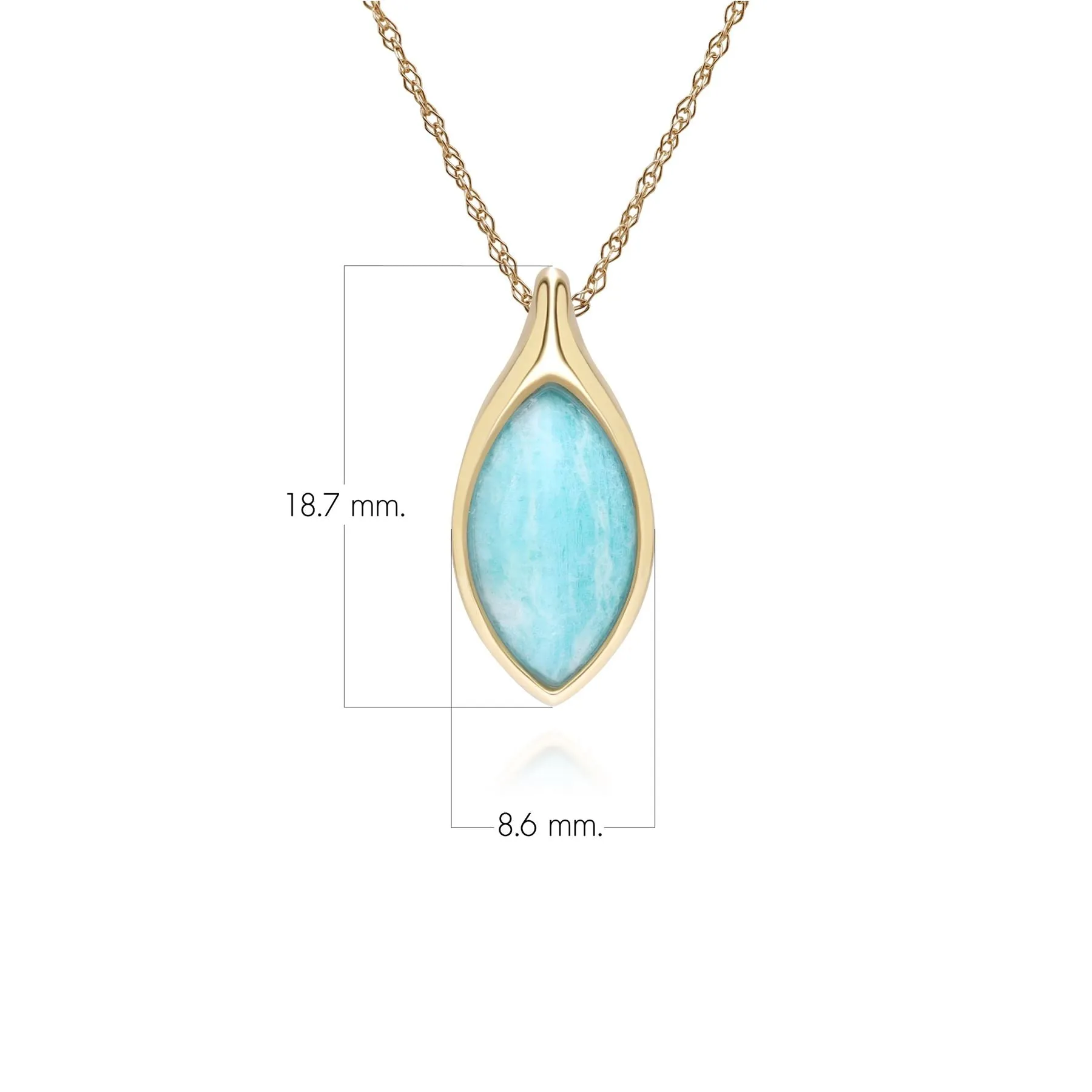 Classic Marquise Amazonite Pendant Necklace in 9ct Yellow Gold sold by Gemondo Jewellery product image thumbnail 3