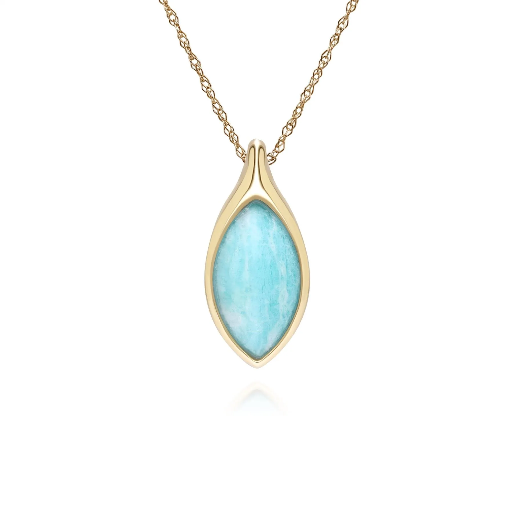 Classic Marquise Amazonite Pendant Necklace in 9ct Yellow Gold sold by Gemondo Jewellery