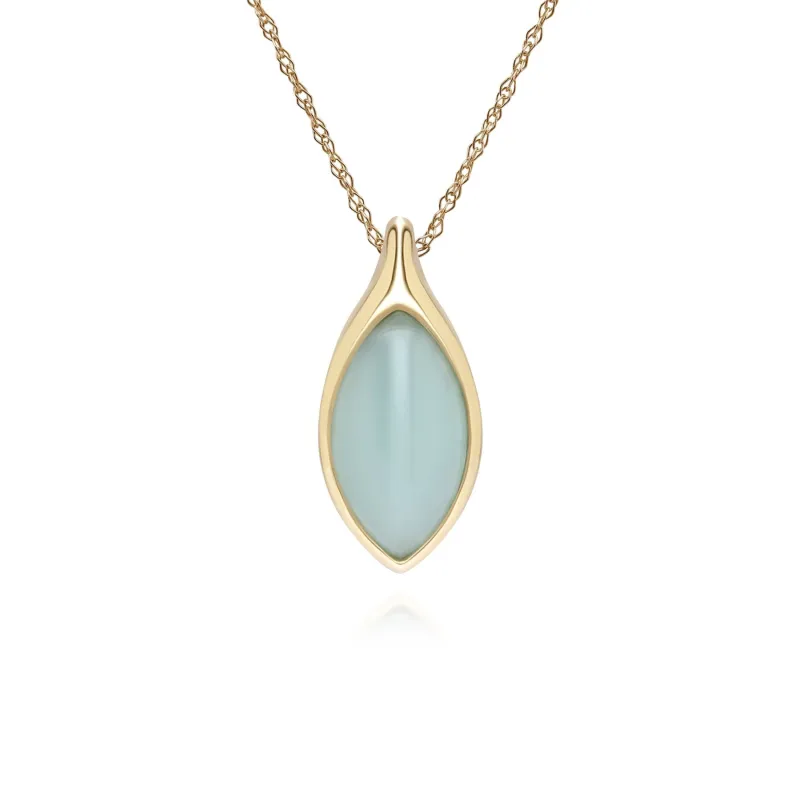 Classic Marquise Green Jadeite Pendant Necklace in 9ct Yellow Gold sold by Gemondo Jewellery