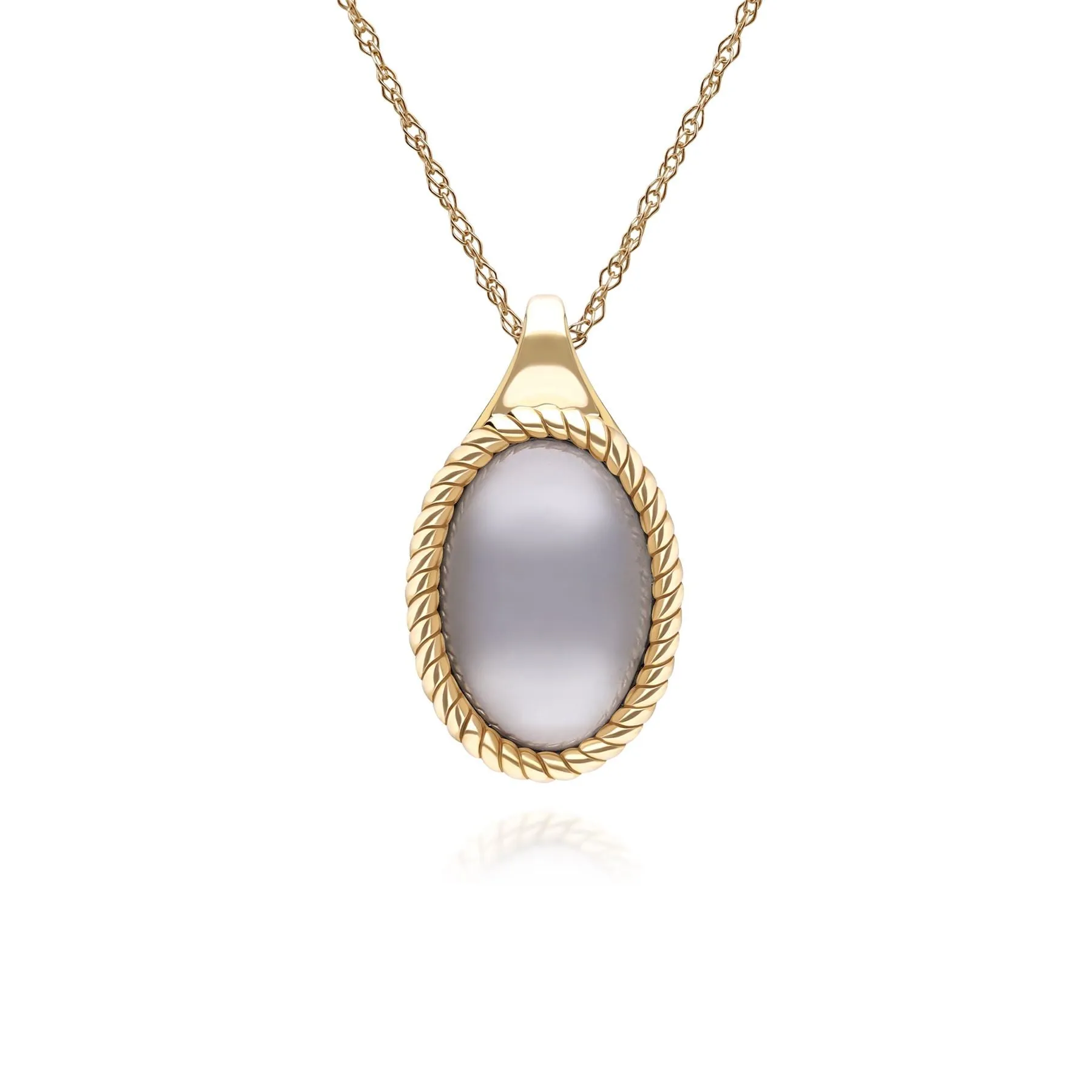 Classic Oval Black Moonstone Pendant Necklace in 9ct Yellow Gold sold by Gemondo Jewellery