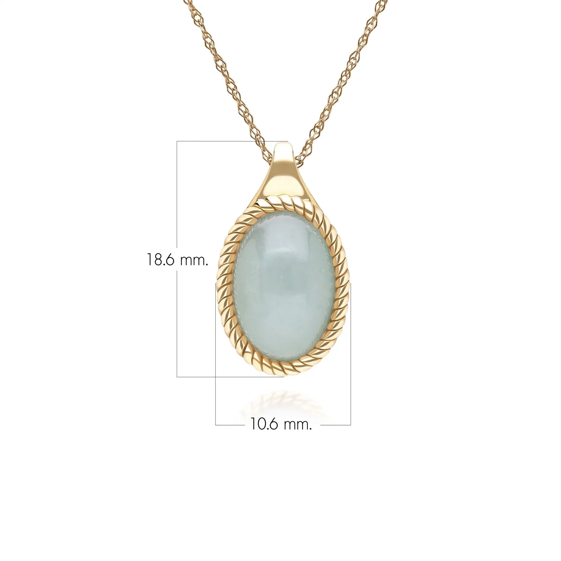 Classic Oval Green Jadeite Pendant Necklace in 9ct Yellow Gold sold by Gemondo Jewellery product image thumbnail 3