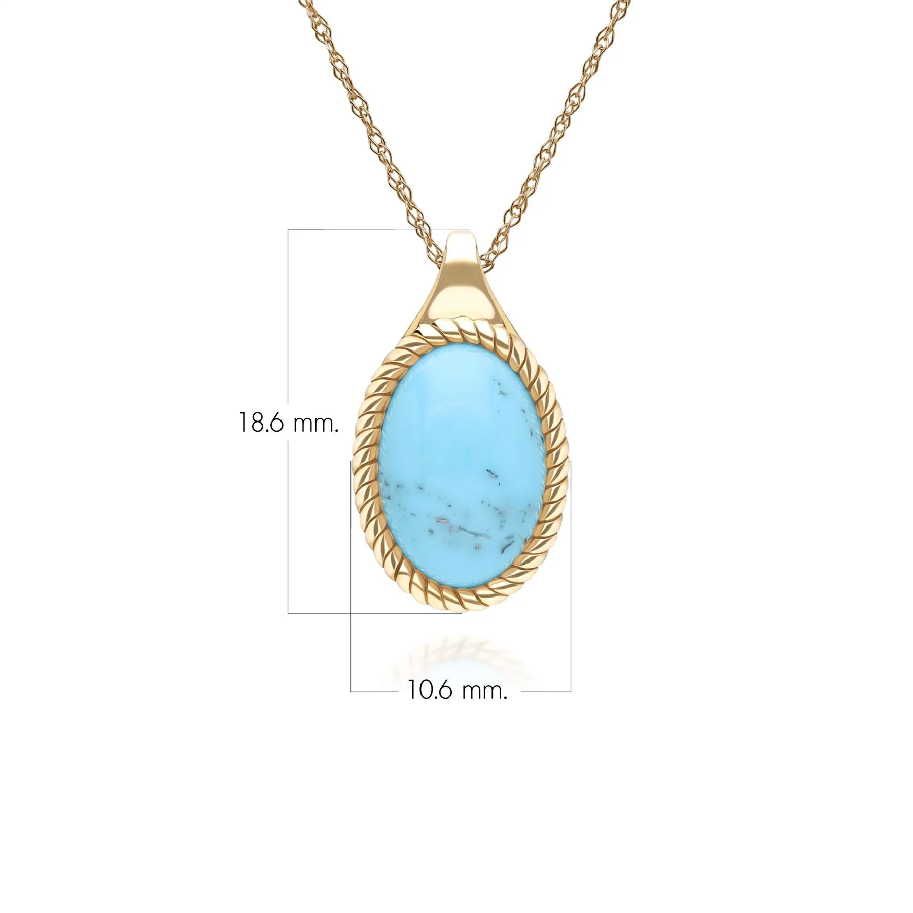 Classic Oval Turquoise Pendant Necklace in 9ct Yellow Gold sold by Gemondo Jewellery product image thumbnail 3