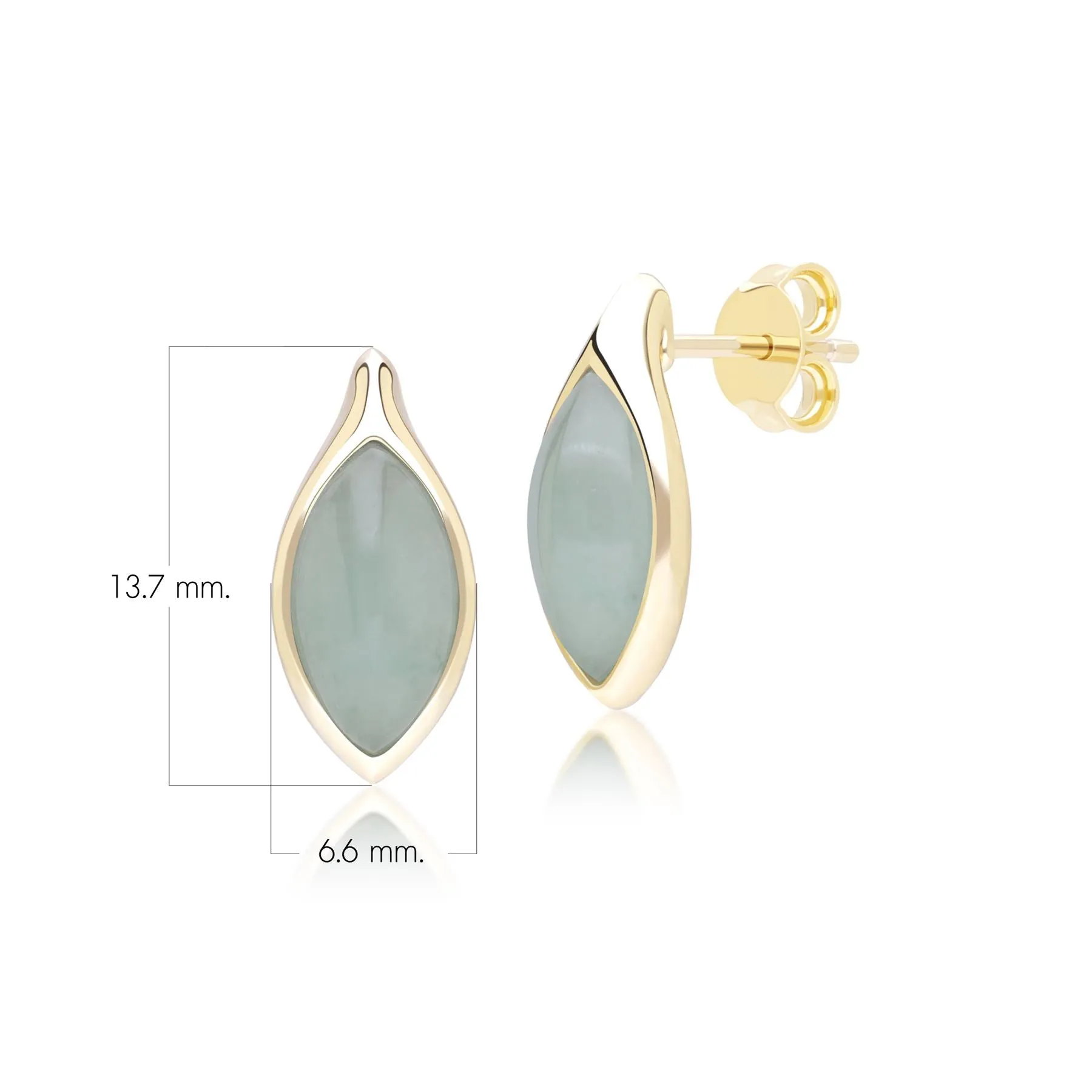Classic Marquise Green Jadeite Stud Earrings in 9ct Yellow Gold sold by Gemondo Jewellery product image thumbnail 4