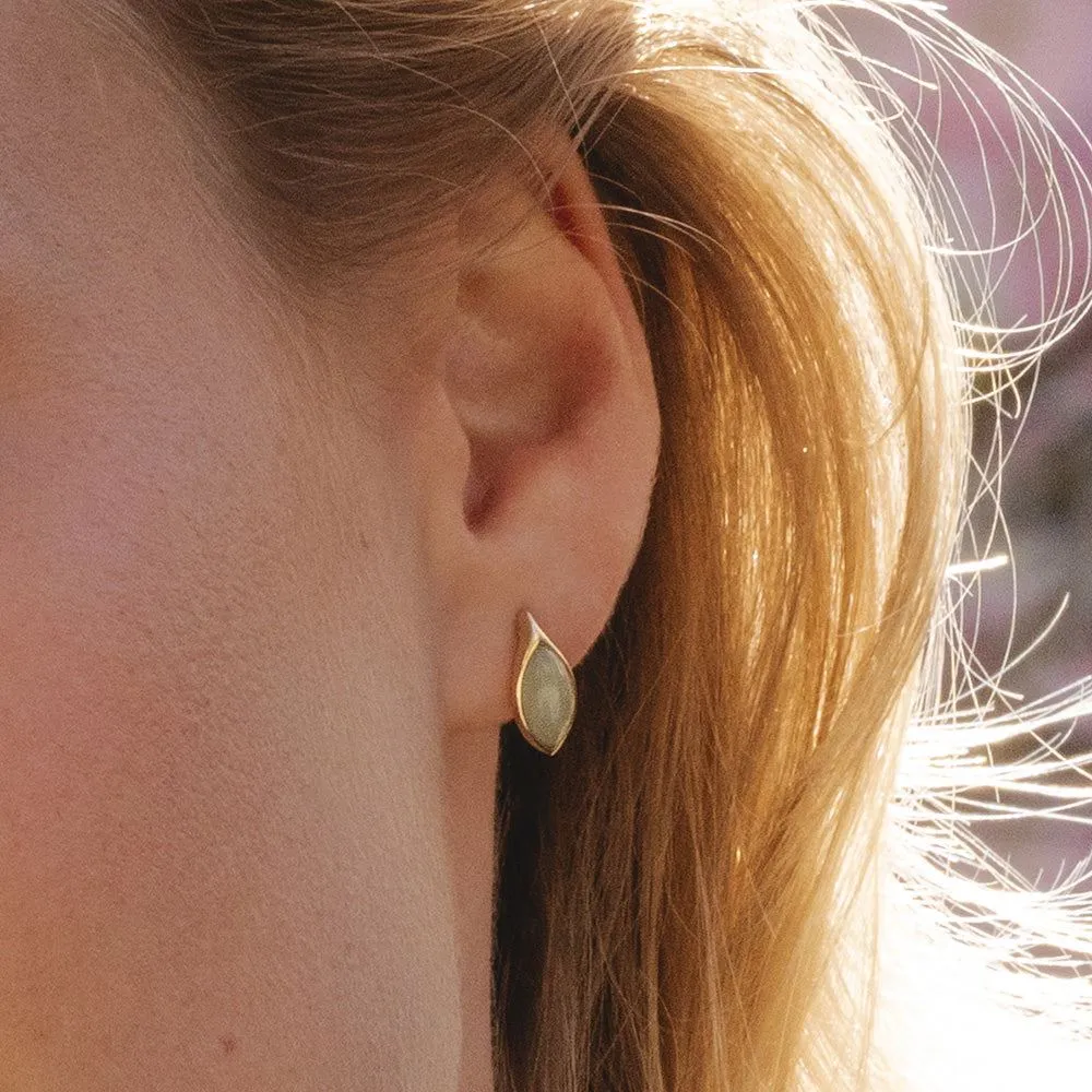 Classic Marquise Green Jadeite Stud Earrings in 9ct Yellow Gold sold by Gemondo Jewellery product image thumbnail 2