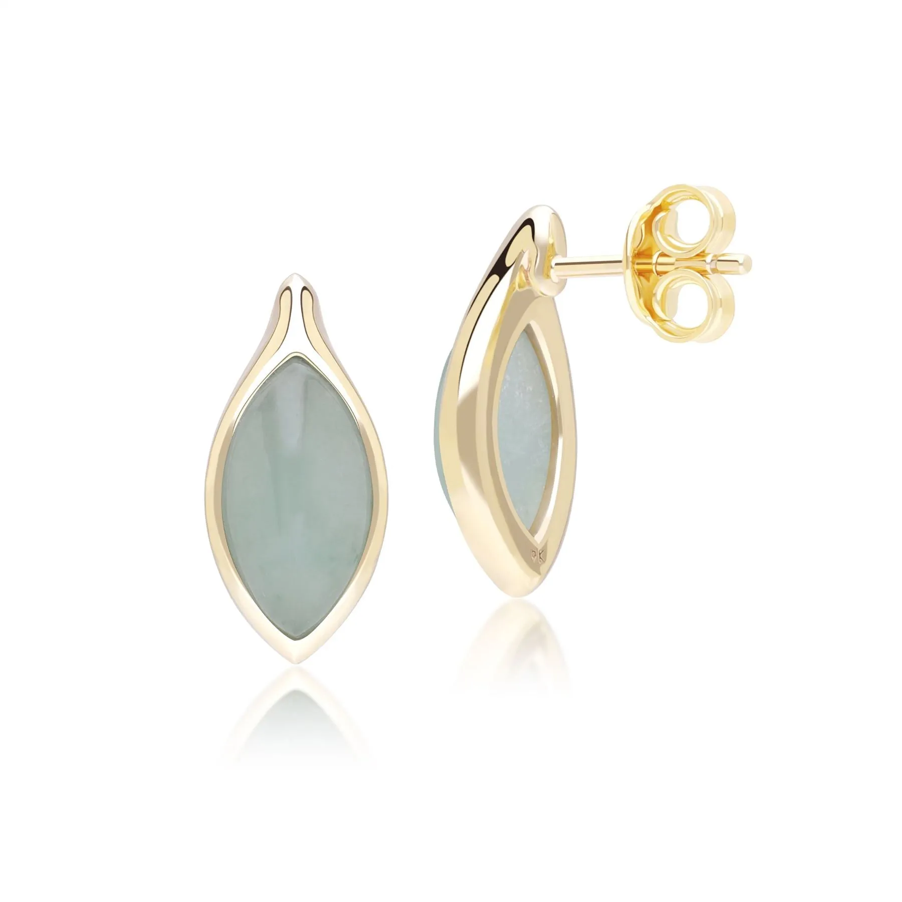 Classic Marquise Green Jadeite Stud Earrings in 9ct Yellow Gold sold by Gemondo Jewellery product image thumbnail 3