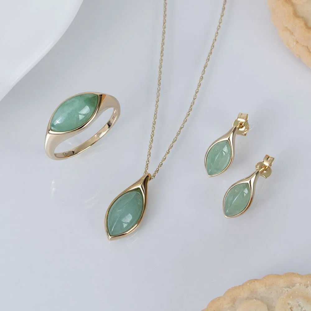 Classic Marquise Green Jadeite Stud Earrings in 9ct Yellow Gold sold by Gemondo Jewellery product image thumbnail 5