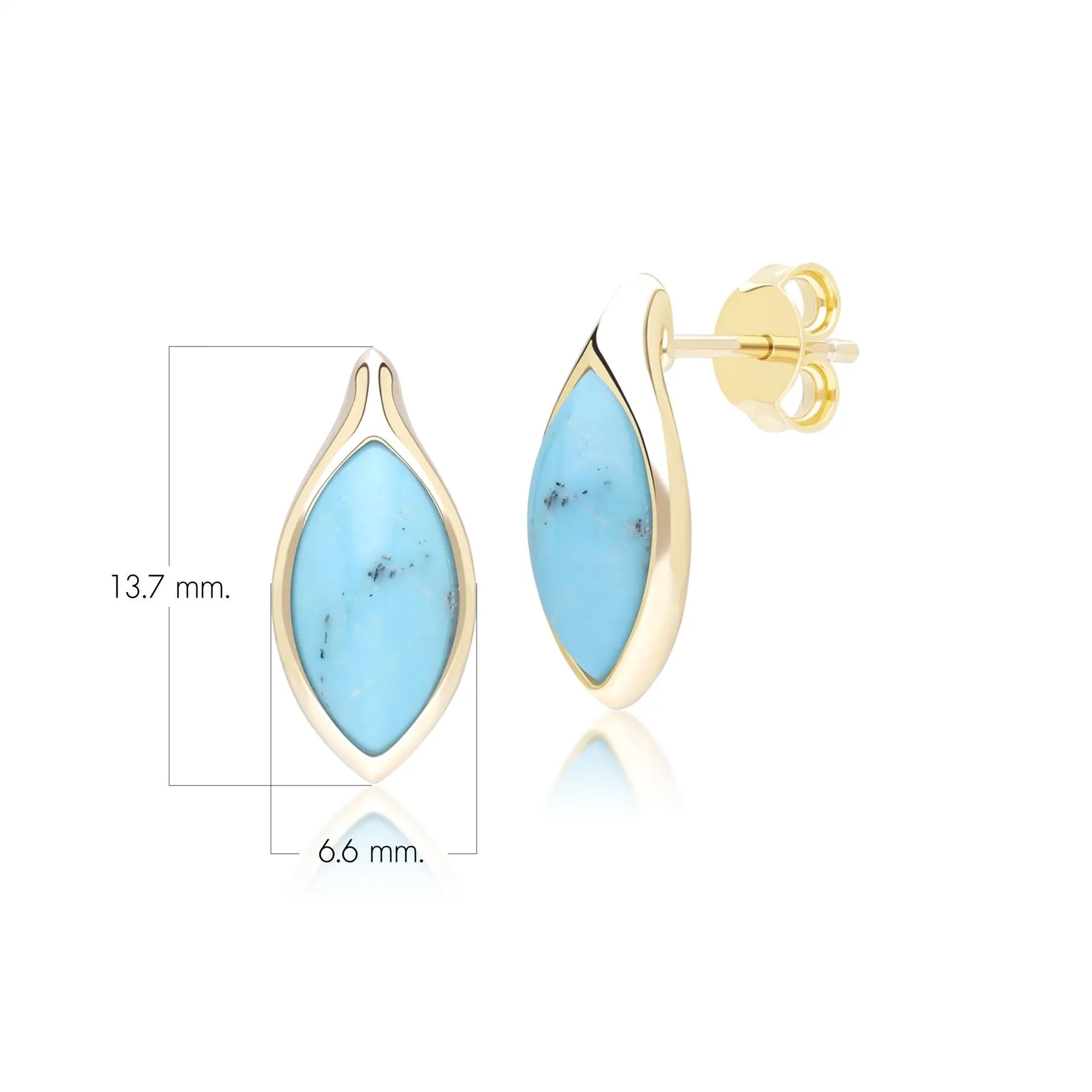 Classic Marquise Turquoise Stud Earrings in 9ct Yellow Gold sold by Gemondo Jewellery product image thumbnail 4