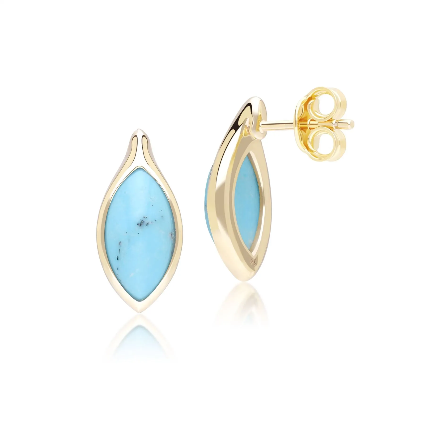 Classic Marquise Turquoise Stud Earrings in 9ct Yellow Gold sold by Gemondo Jewellery product image thumbnail 3
