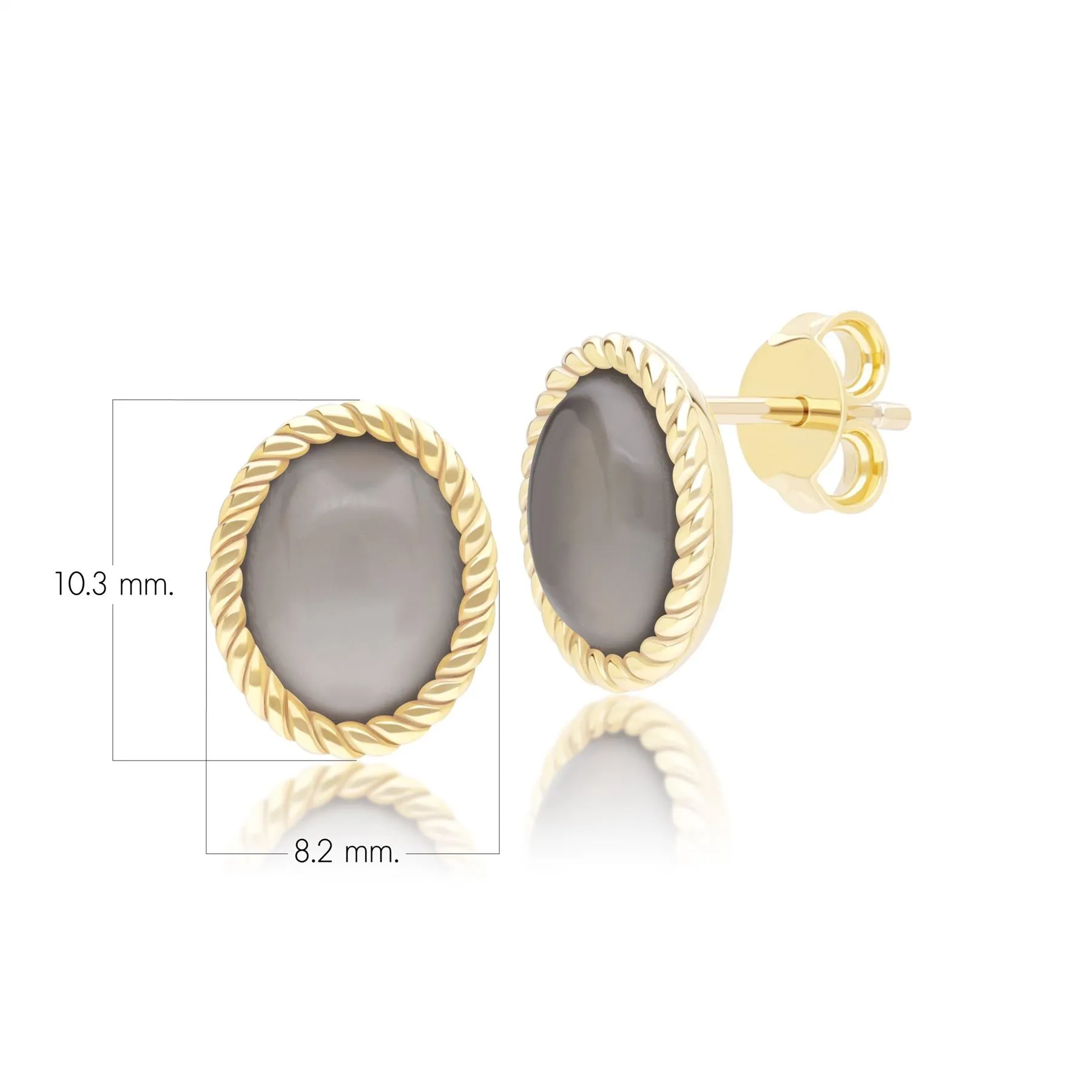 Classic Oval Black Moonstone Stud Earrings in 9ct Yellow Gold sold by Gemondo Jewellery product image thumbnail 4