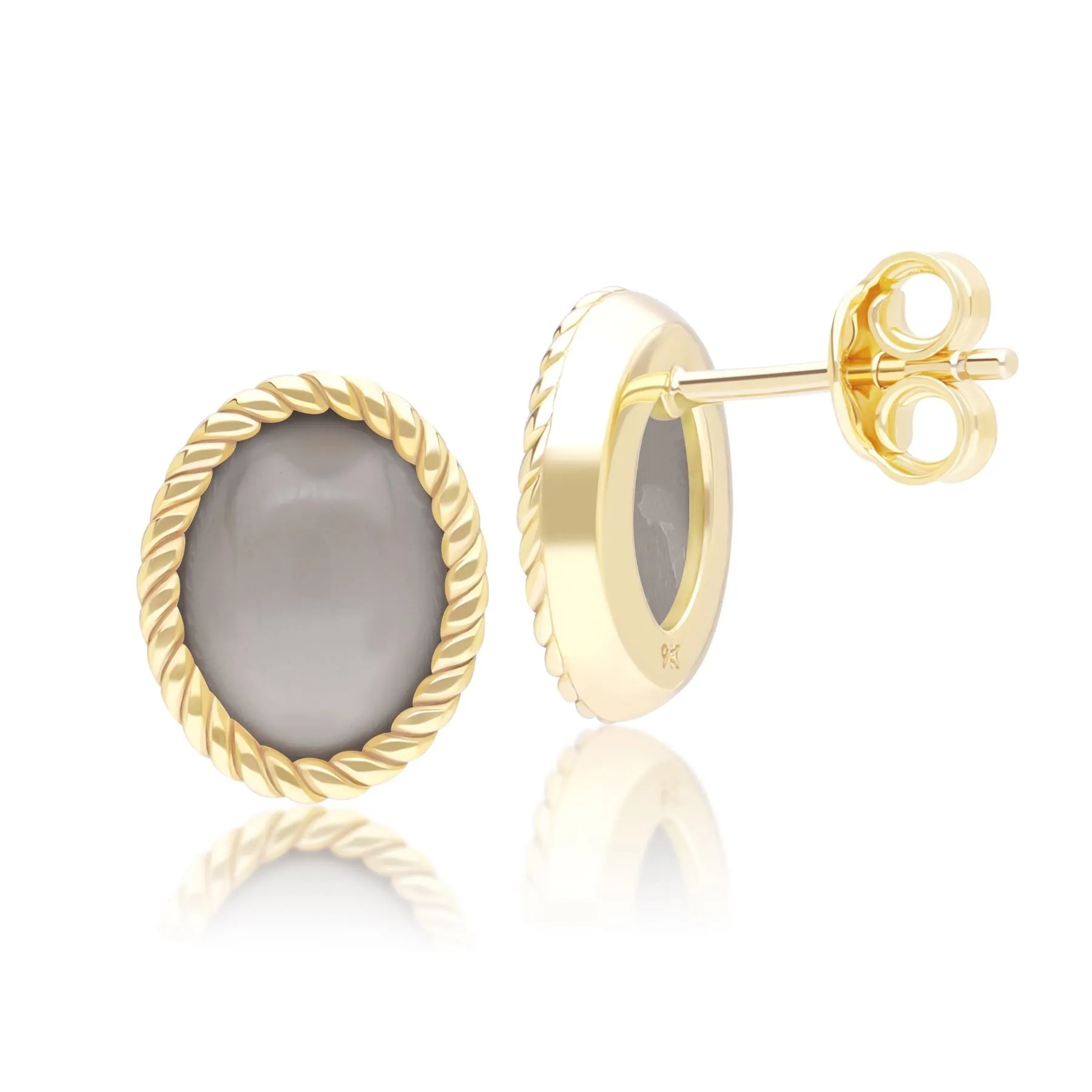 Classic Oval Black Moonstone Stud Earrings in 9ct Yellow Gold sold by Gemondo Jewellery product image thumbnail 3