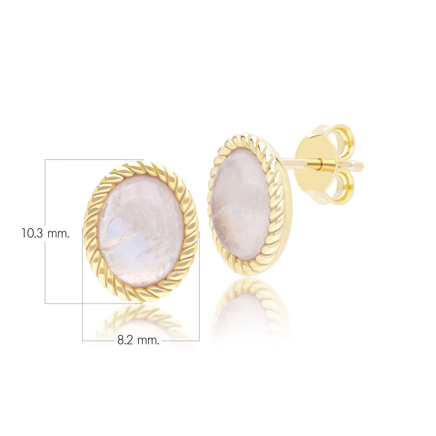 Classic Oval Rainbow Moonstone Stud Earrings in 9ct Yellow Gold sold by Gemondo Jewellery product image thumbnail 4