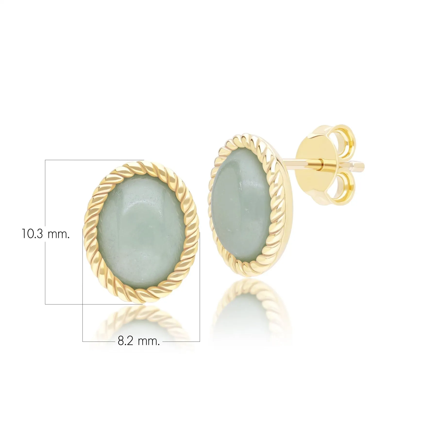 Classic Oval Green Jadeite Stud Earrings in 9ct Yellow Gold sold by Gemondo Jewellery product image thumbnail 4
