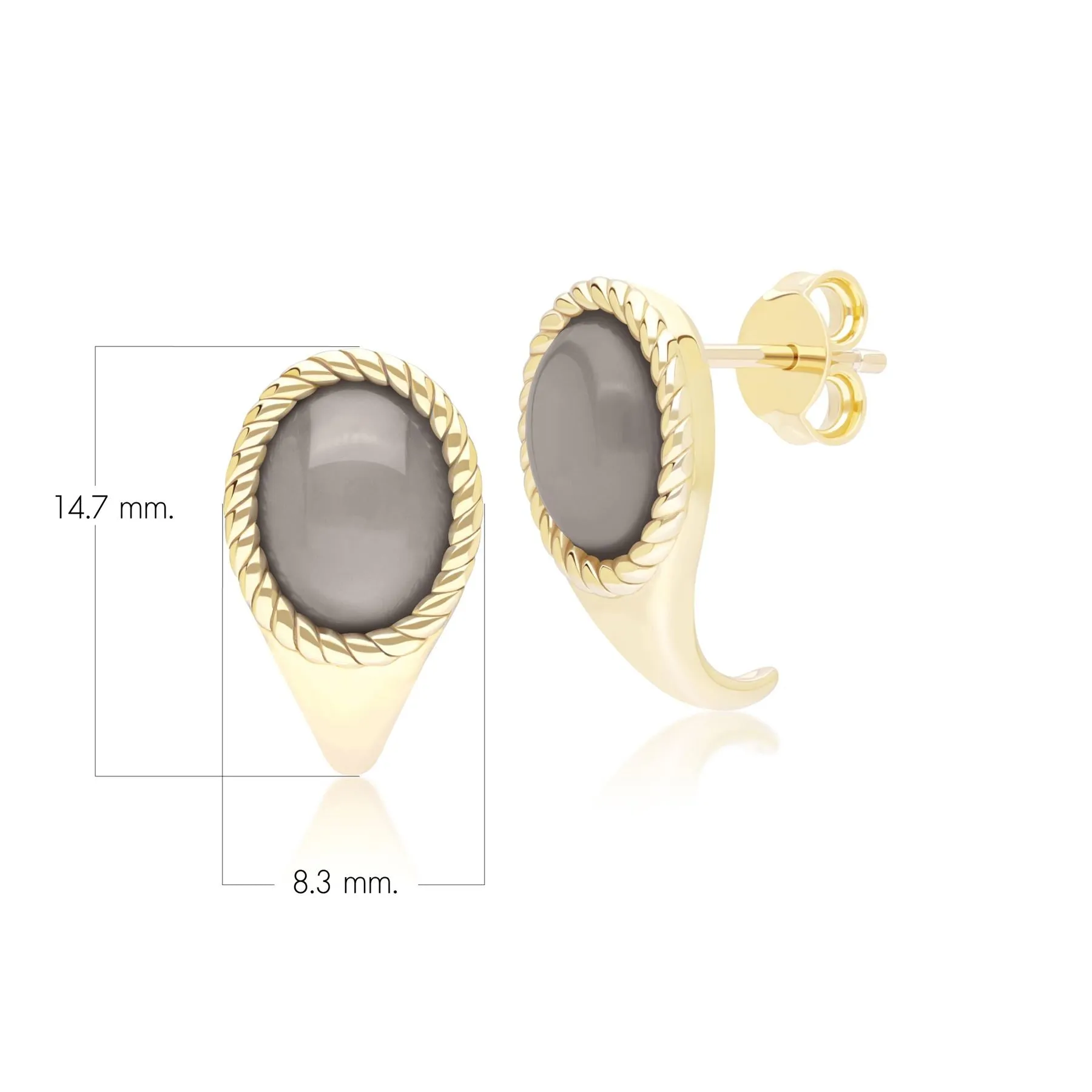 Classic Oval Black Moonstone Drop Stud Earrings in 9ct Yellow Gold sold by Gemondo Jewellery product image thumbnail 4