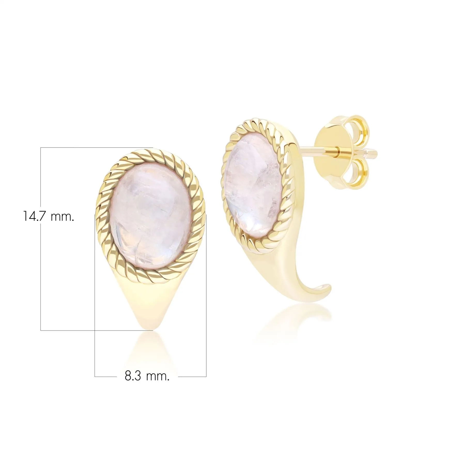Classic Oval Rainbow Moonstone Drop Stud Earrings in 9ct Yellow Gold sold by Gemondo Jewellery product image thumbnail 4