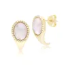 Classic Oval Rainbow Moonstone Drop Stud Earrings in 9ct Yellow Gold sold by Gemondo Jewellery