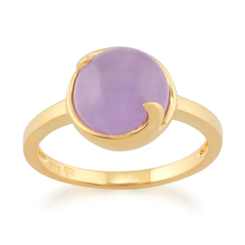 Lavender Jade 'Vita' Pastel Ring in 9ct Yellow Gold Plated Sterling Silver sold by Gemondo Jewellery
