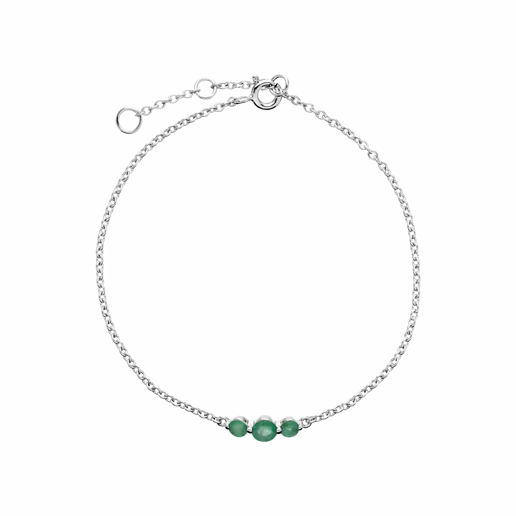 Classic Round Emerald Three Stone Gradient Bracelet in 925 Sterling Silver sold by Gemondo Jewellery