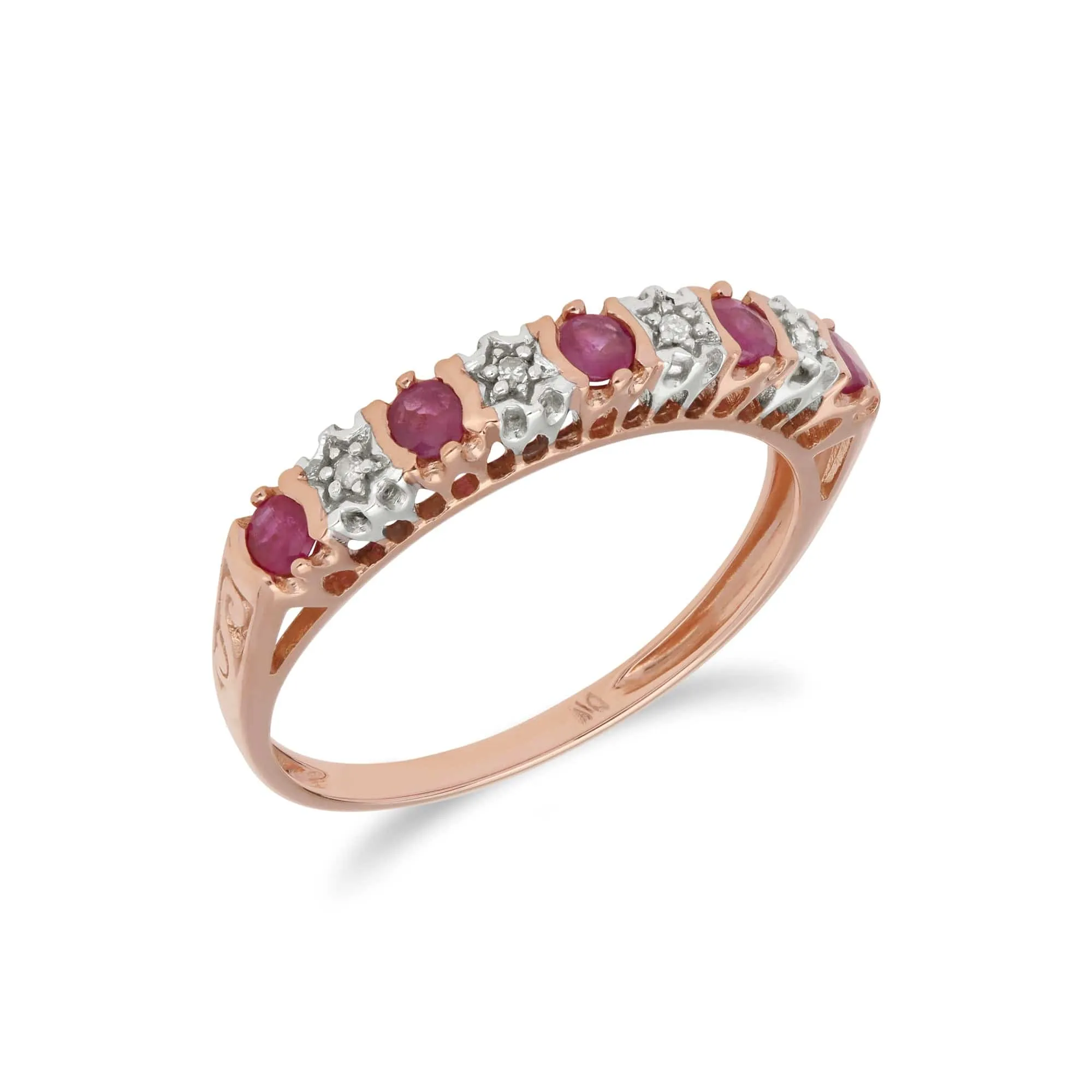 Classic Ruby & Diamond Half Eternity Ring in 9ct Rose Gold sold by Gemondo Jewellery product image thumbnail 2