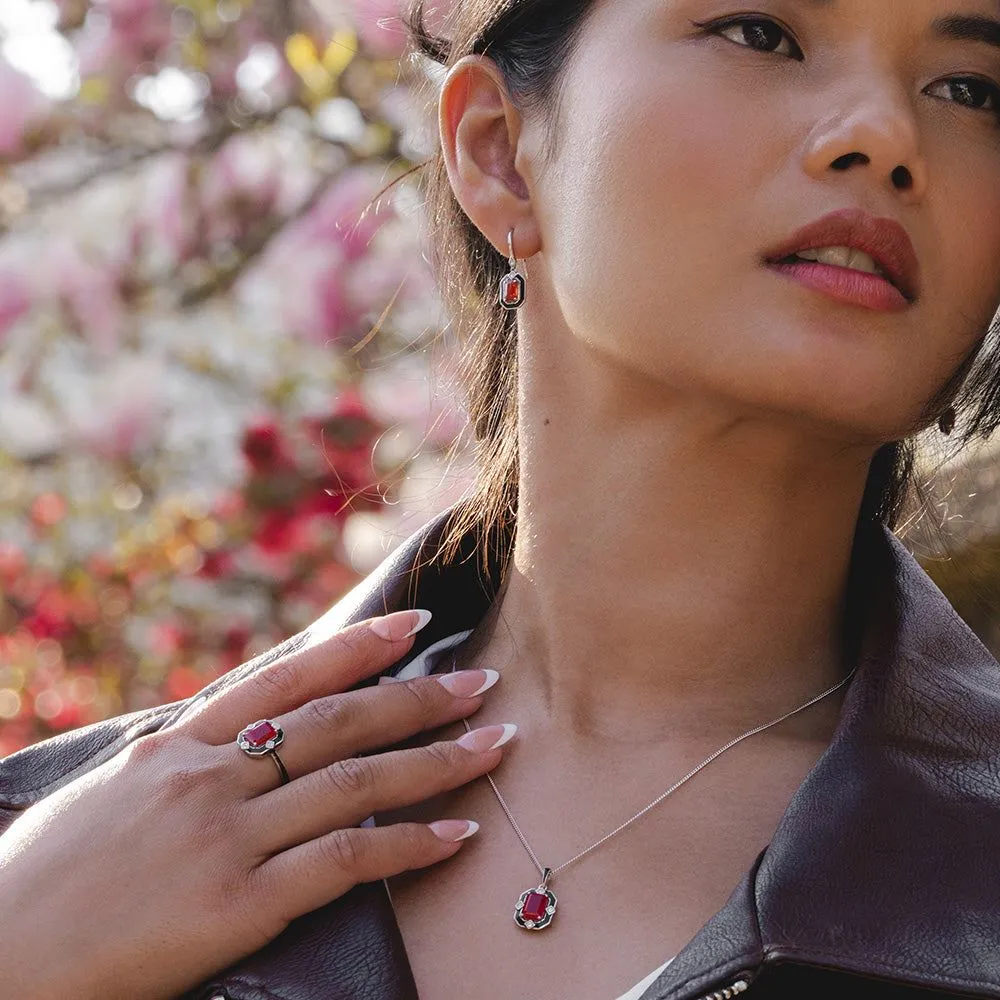 Grand Deco Black Enamel, Carnelian & Topaz Ring in Sterling Silver sold by Gemondo Jewellery product image thumbnail 2