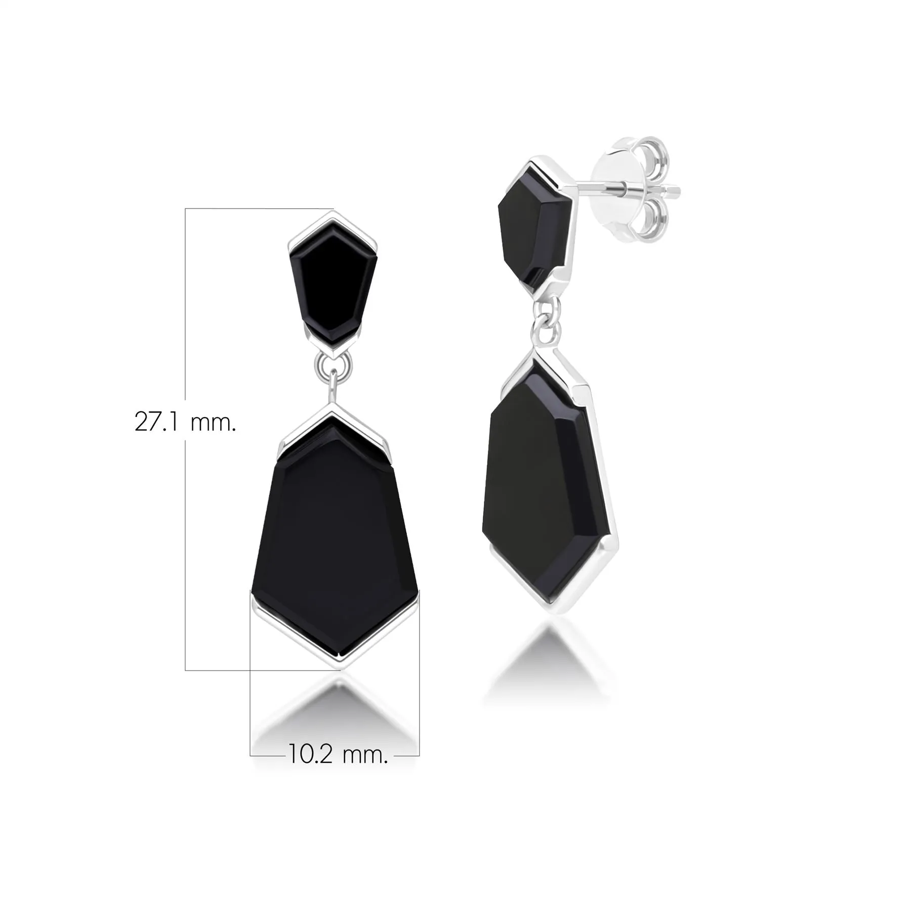 Grand Deco Hexagon Black Onyx Drop Earrings in Sterling Silver sold by Gemondo Jewellery product image thumbnail 4