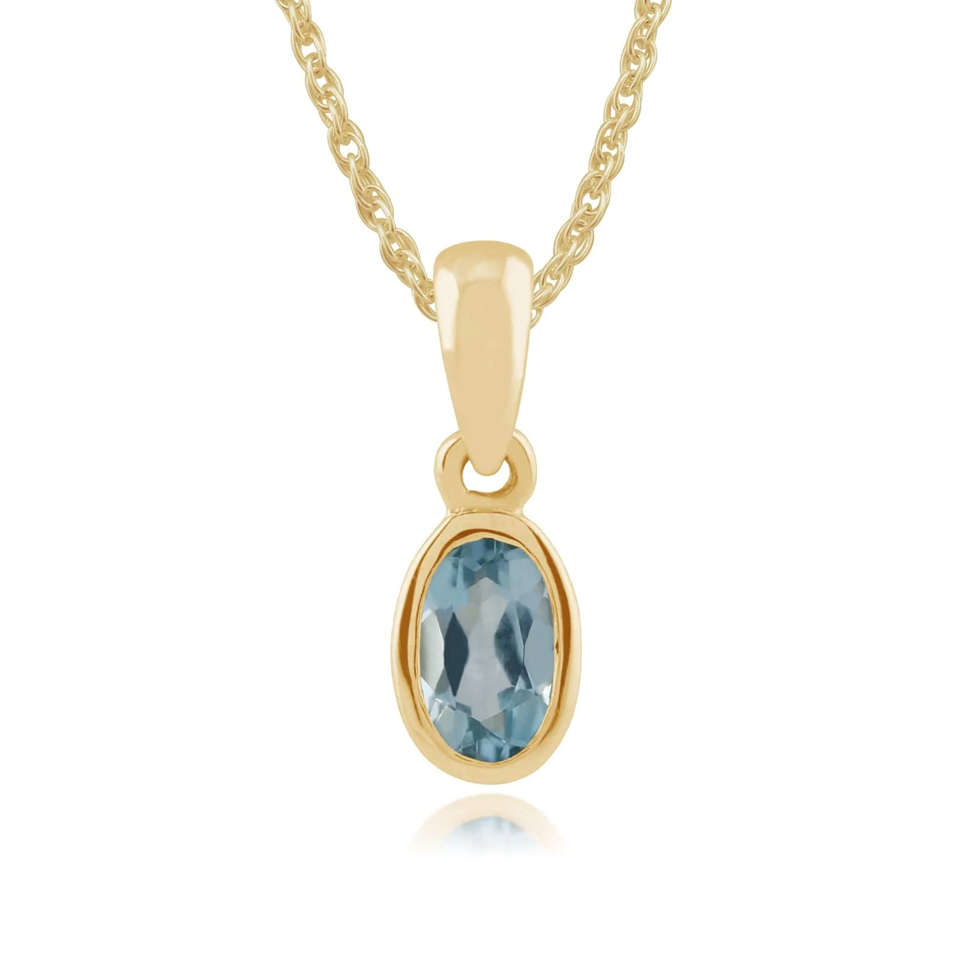 Classic Oval Blue Topaz Single Stone Bezel Stud & Pendant Set in 9ct Yellow Gold sold by Gemondo Jewellery product image thumbnail 3