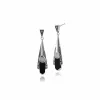 Art Deco Style Round Opal, Black Onyx & Marcasite Fan Drop Earrings in 925 Sterling Silver sold by Gemondo Jewellery