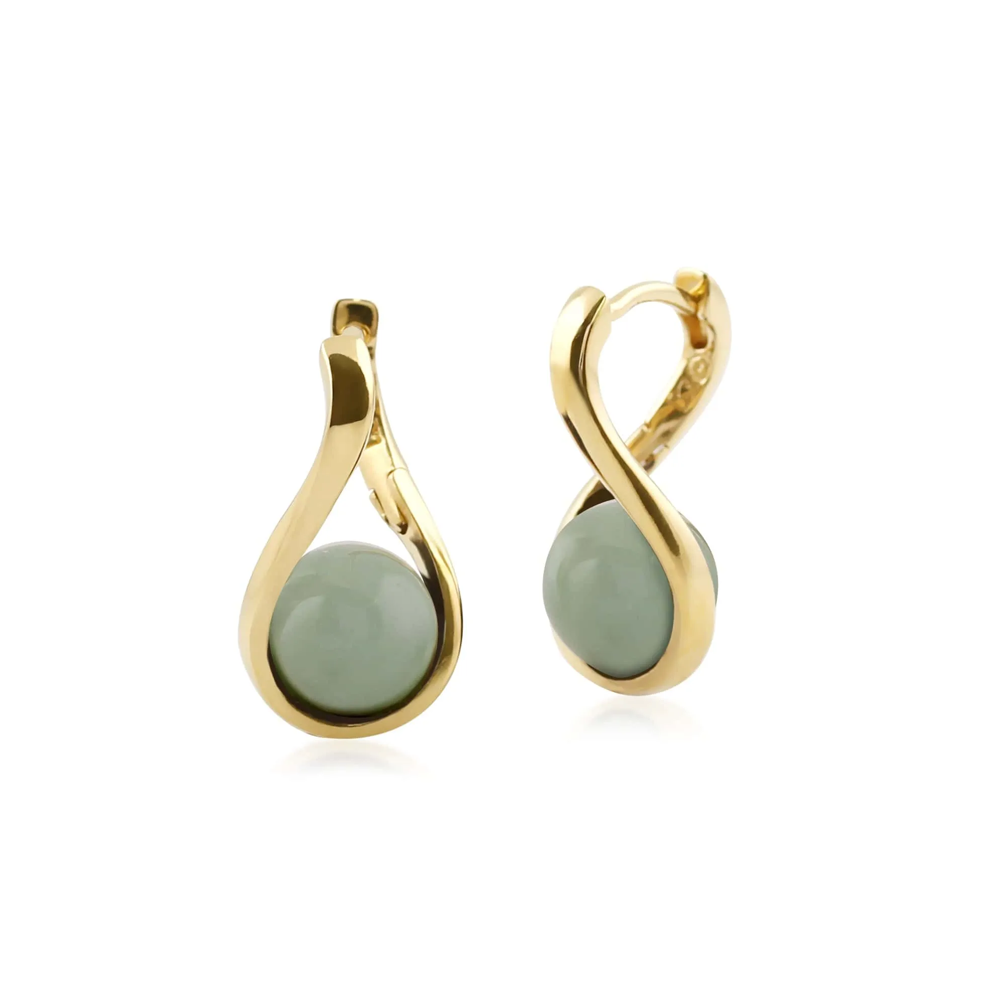 Kosmos Dyed Green Jade Orb Earrings in Gold Plated Sterling Silver sold by Gemondo Jewellery