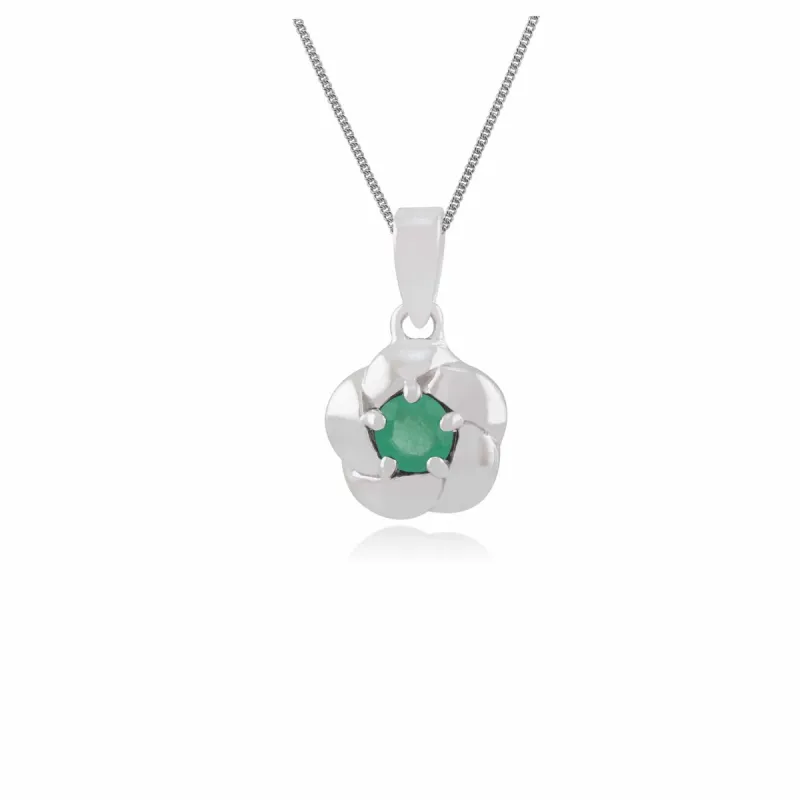 Gemondo Plaited Texture 9ct White Gold 0.16ct Emerald Pendant on 45cm Chain sold by Gemondo Jewellery